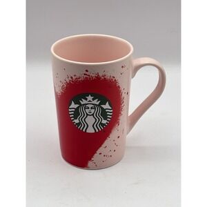 Starbucks 2020 Pink With Red Heart Airbrush Coffee Mug 11 Fl Oz | 4.7" H